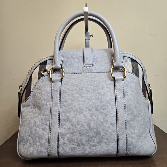 Burberry MILVERTON bag satchel check plaid gray leather NO STRAP - Picture 5 of 13